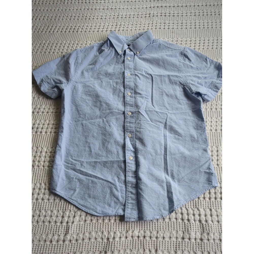 Quince 100% Organic Cotton Short Sleeve Oxford Shirt Pale Blue Size Large Men's